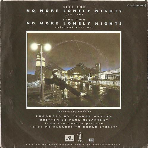 Paul McCartney : No More Lonely Nights (7", Single)