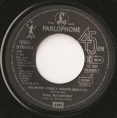 Paul McCartney : No More Lonely Nights (7", Single)