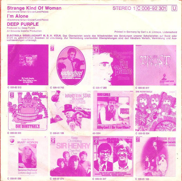 Deep Purple : Strange Kind Of Woman / I'm Alone (7", Single)