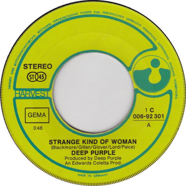 Deep Purple : Strange Kind Of Woman / I'm Alone (7", Single)