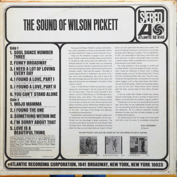 Wilson Pickett : The Sound Of Wilson Pickett (LP, Album, CT )