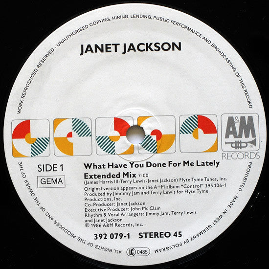 Janet Jackson : What Have You Done For Me Lately (12", Maxi)