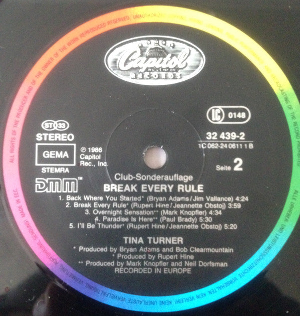 Tina Turner : Break Every Rule (LP, Album, Club)