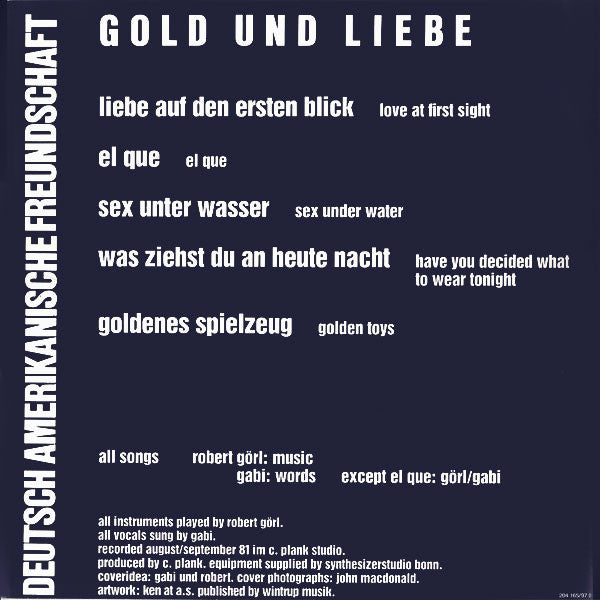 Deutsch Amerikanische Freundschaft : Gold Und Liebe (LP, Album)