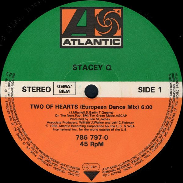 Stacey Q : Two Of Hearts (European Mix) (12", Maxi)