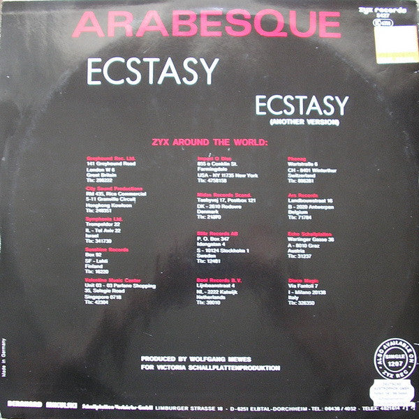 Arabesque : Ecstasy (12", Single)