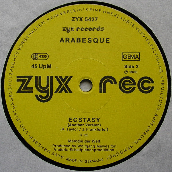 Arabesque : Ecstasy (12", Single)