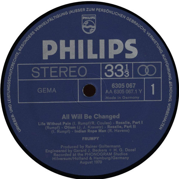 Frumpy : All Will Be Changed (LP, Album, Gat)