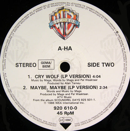 a-ha : Cry Wolf (Extended Version) (12", Single)