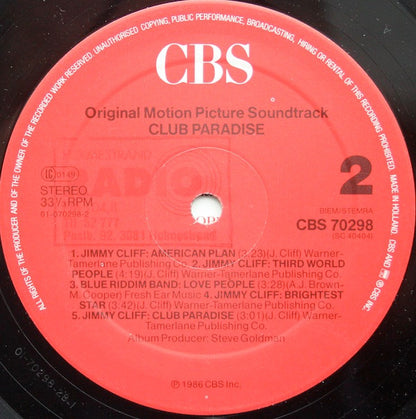 Various : Club Paradise - Original Motion Picture Soundtrack (LP, Comp)