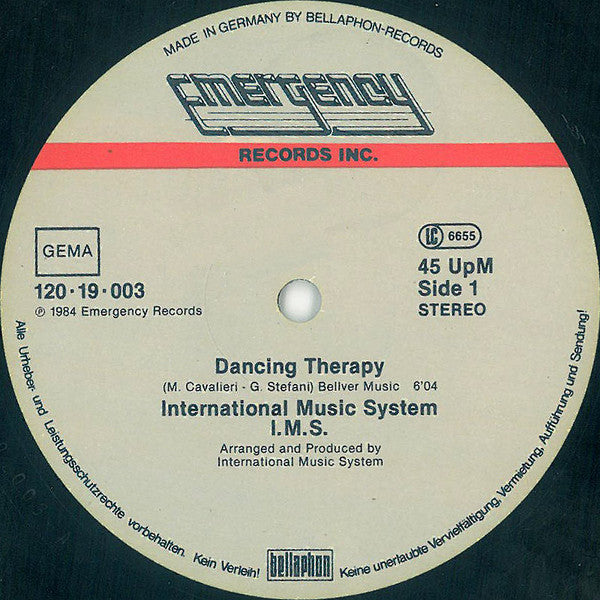 International Music System I.M.S.* : Dancing Therapy (12", Maxi)