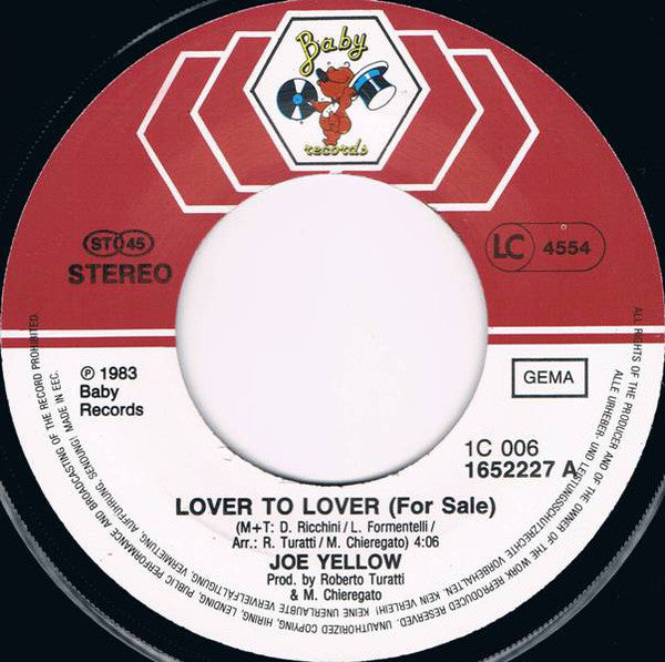 Joe Yellow : Lover To Lover (7", Single)