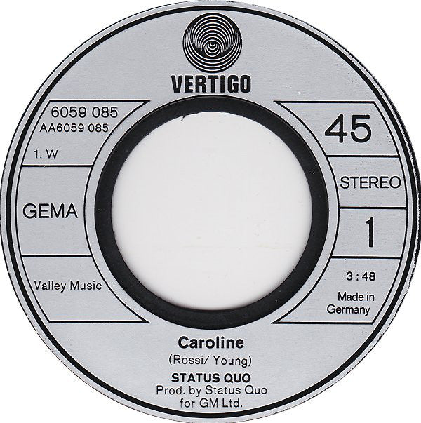 Status Quo : Caroline (7", Single)