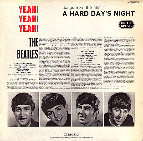 The Beatles : Yeah! Yeah! Yeah! - A Hard Day's Night - Originals From The United Artists Picture (LP, Album, RE)