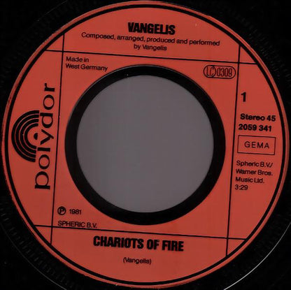 Vangelis : Chariots Of Fire (7", Single)