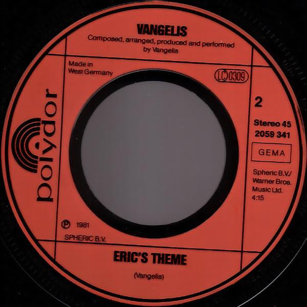 Vangelis : Chariots Of Fire (7", Single)