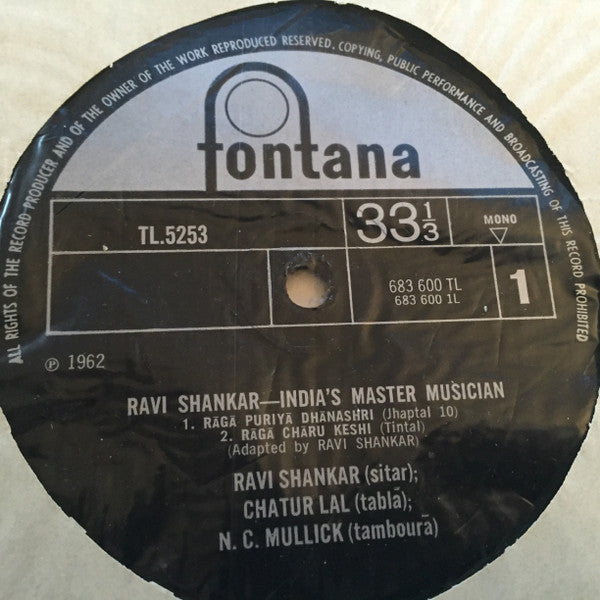 Ravi Shankar : India's Master Musician (LP, Album, Mono, RE)