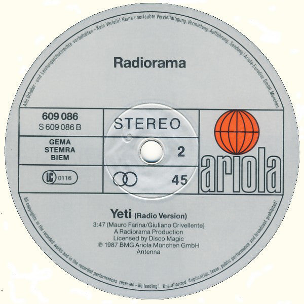 Radiorama : Yeti (12", Maxi)