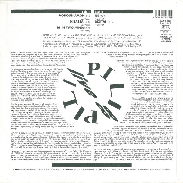 Pili Pili : Live 88 (LP, Album, Whi)