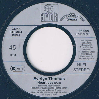 Evelyn Thomas : Heartless (7", Single)