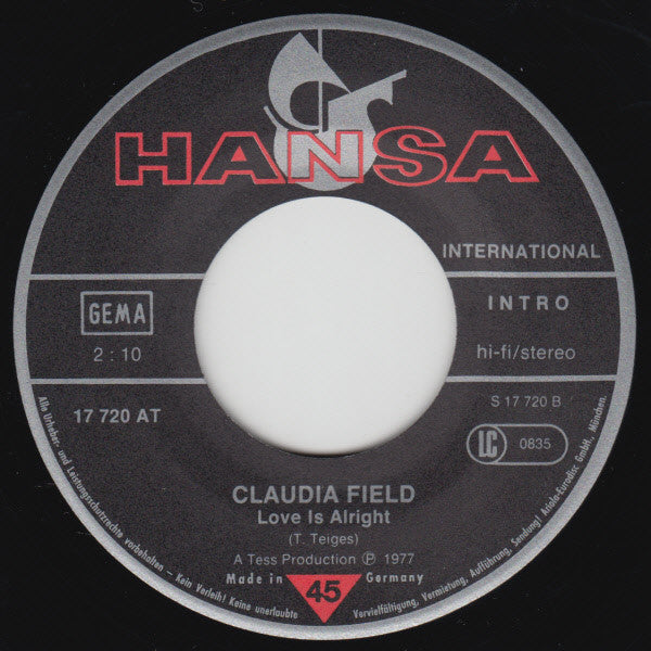 Claudia Field : To Love Somebody / Love Is Alright (7", Single)