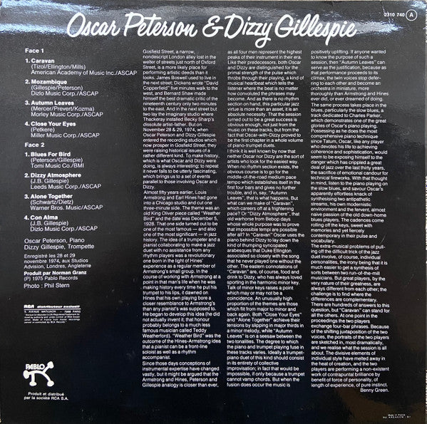 Oscar Peterson & Dizzy Gillespie : Oscar Peterson & Dizzy Gillespie (LP, Album)