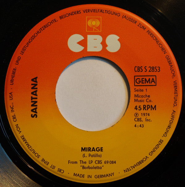 Santana : Mirage  (7", Single)