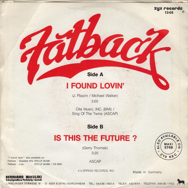 Fatback* : I Found Lovin' (7", Single)