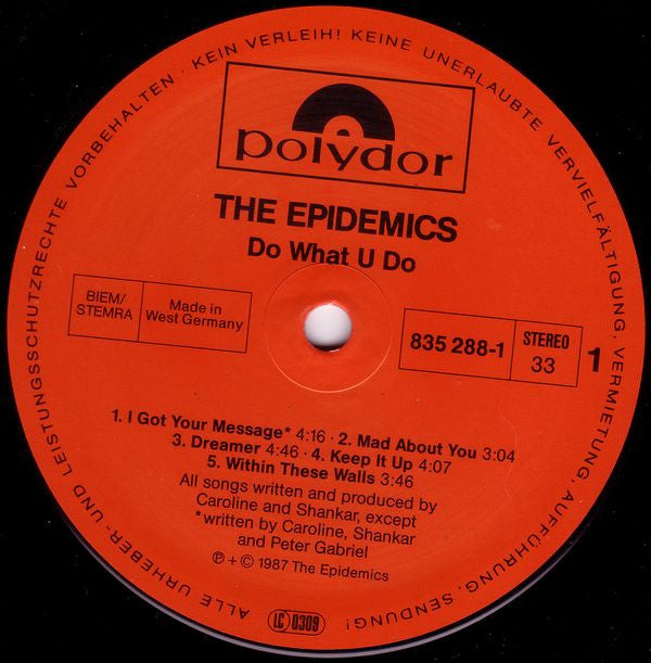 The Epidemics : Do What U Do (LP, Album)