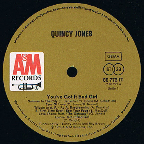 Quincy Jones : You've Got It Bad Girl (LP, Album)