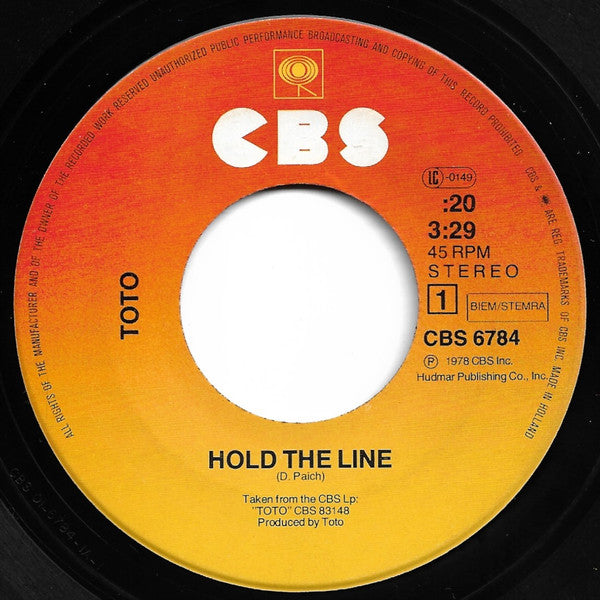 Toto : Hold The Line (7", Single)