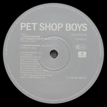 Pet Shop Boys : Opportunities (Let's Make Lots Of Money) (12", Maxi)