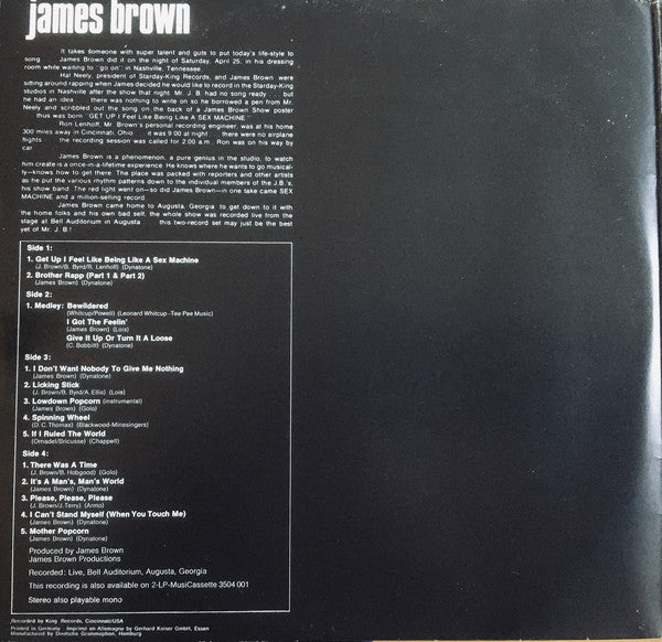 James Brown : Sex Machine (Recorded Live At Home In Augusta, Georgia With His Bad Self) (2xLP, Album, Gat)