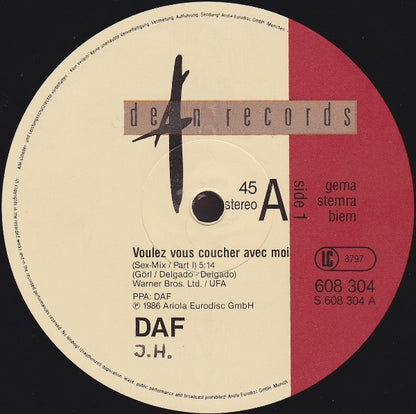 DAF* : Voulez Vous Coucher Avec Moi Ce Soir (12", Maxi)