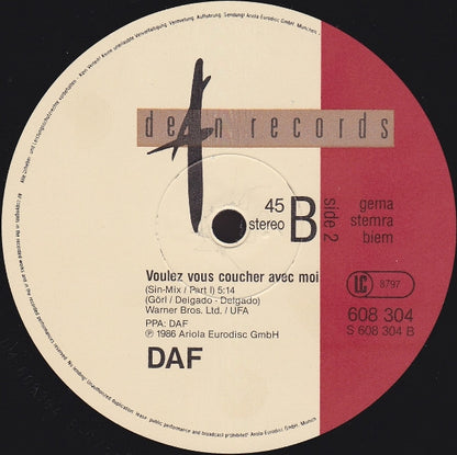 DAF* : Voulez Vous Coucher Avec Moi Ce Soir (12", Maxi)