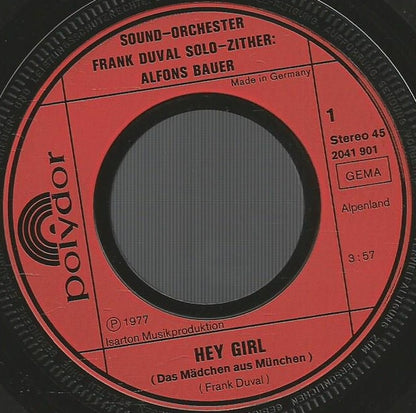 Sound-Orchester Frank Duval* : Hey Girl (7", Single)