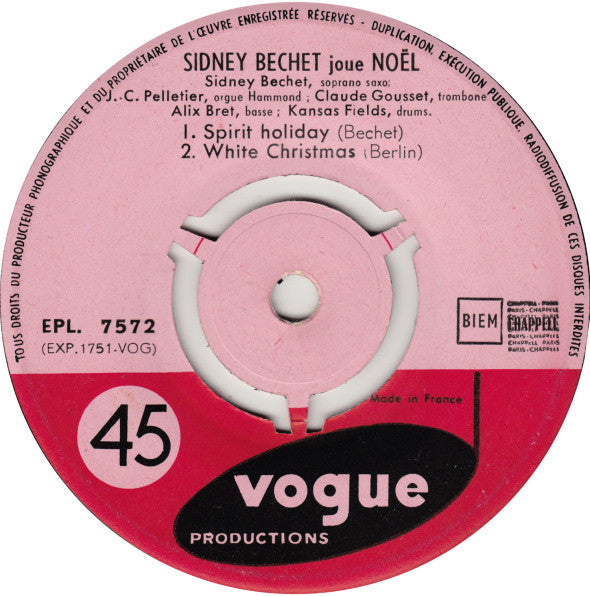 Sidney Bechet : Joue Noël (7", EP)