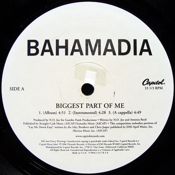 Bahamadia : Biggest Part Of Me / Paper Thin (12", RP)