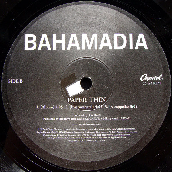 Bahamadia : Biggest Part Of Me / Paper Thin (12", RP)