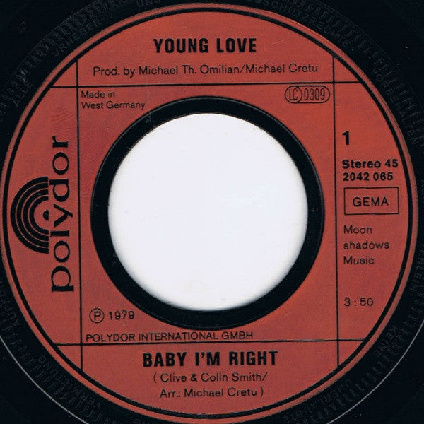 Young Love (2) : Baby I'm Right (7", Single)