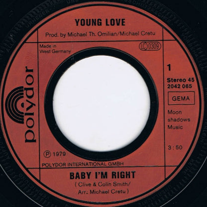 Young Love (2) : Baby I'm Right (7", Single)