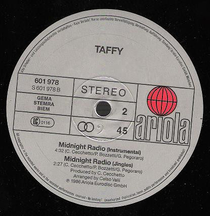 Taffy : I Love My Radio (Midnight Radio) (US-Remix) (12", Maxi)