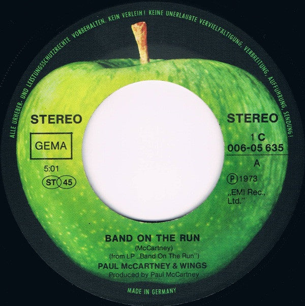 Paul McCartney & Wings* : Band On The Run (7", Single)