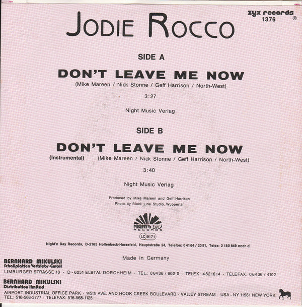 Jodie Rocco : Don't Leave Me Now (7", Single)