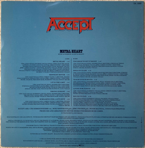 Accept : Metal Heart (LP, Album)