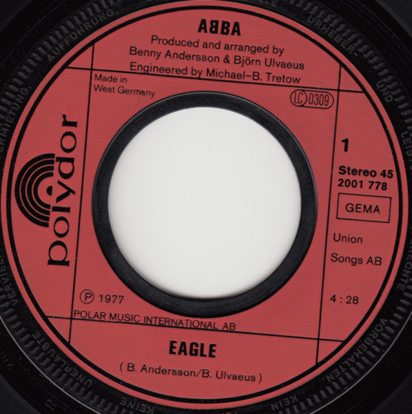 ABBA : Eagle / Thank You For The Music (7", Single, Inj)