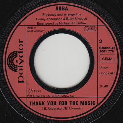 ABBA : Eagle / Thank You For The Music (7", Single, Inj)