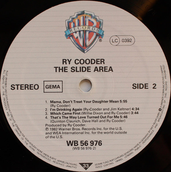 Ry Cooder : The Slide Area (LP, Album)