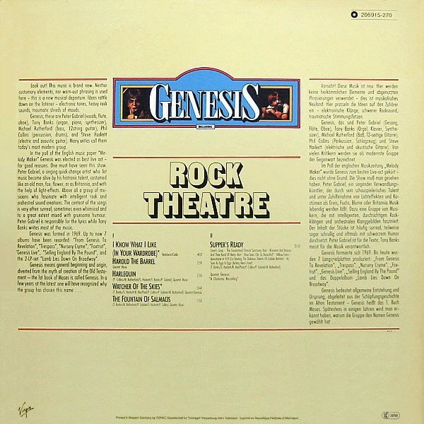 Genesis : Rock Theatre (LP, Comp, RE)