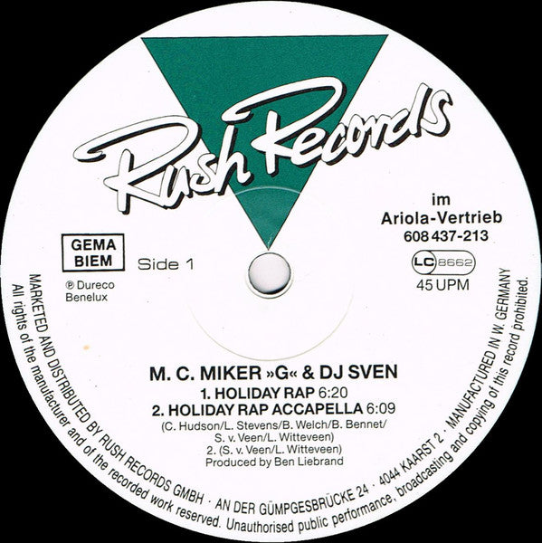 M.C.Miker"G" & Deejay Sven* : Holiday Rap (12")